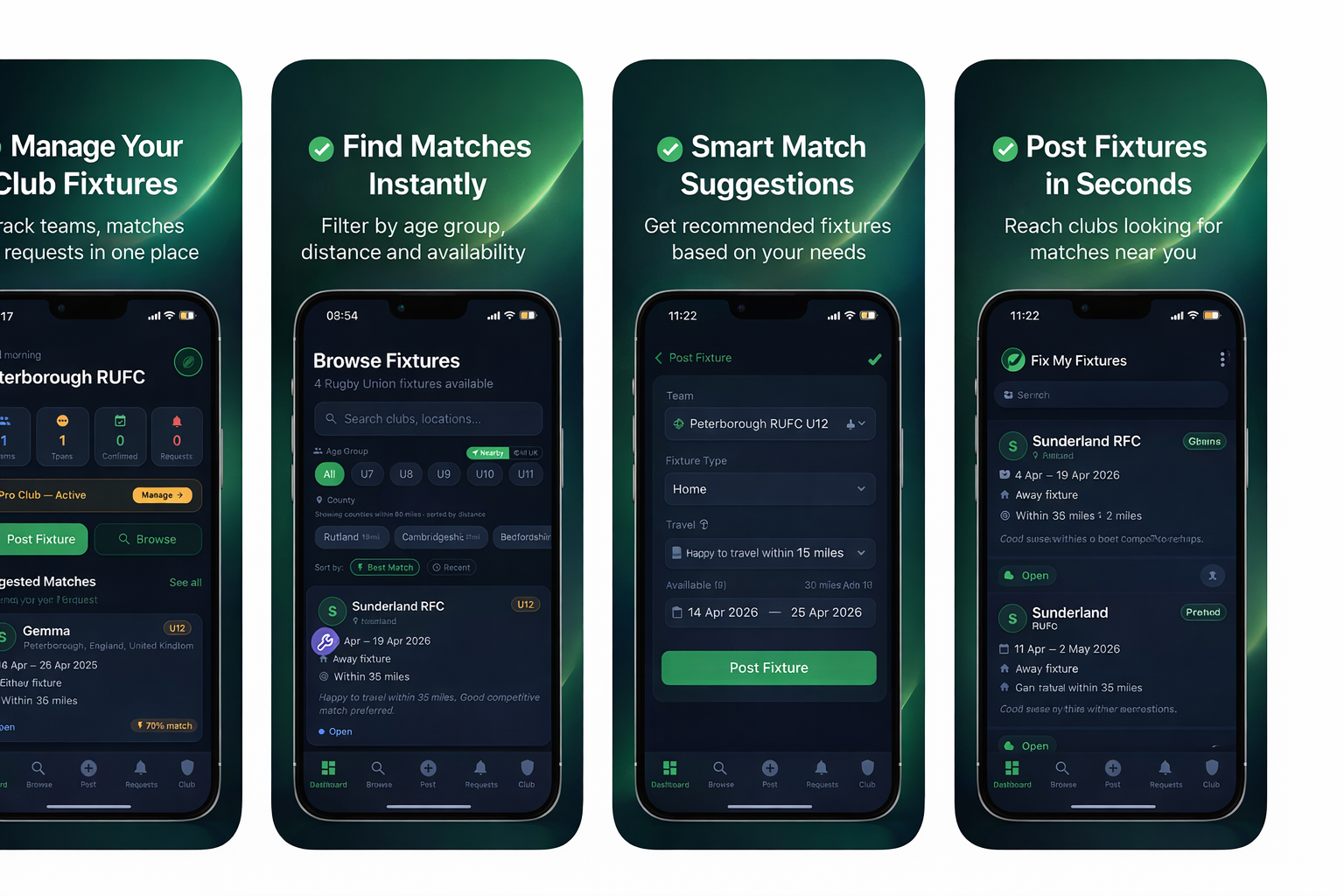 Promotional screenshots of the Fix My Fixtures app